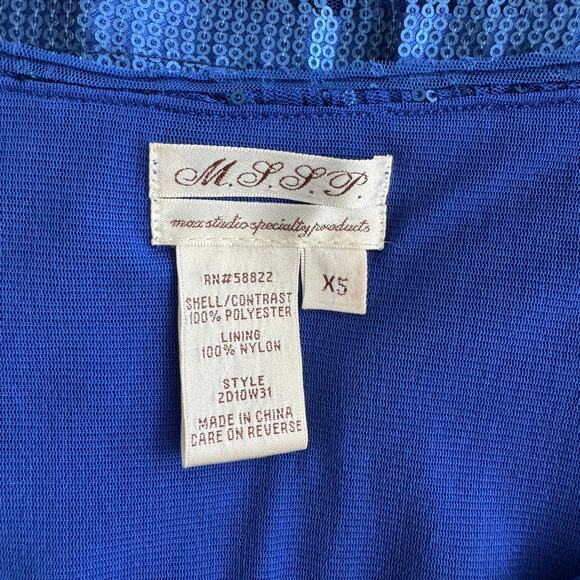 MAX STUDIO MSSP Top Womens XS  Blue Sequin Cocktail Patriotic Holiday Party - Picture 7 of 8